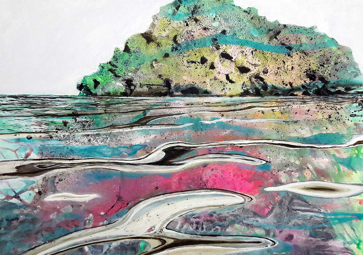 Petra Kost - Eintauchen · 2017 · Öl und Acryl auf Leinwand · 50 x 70 cm